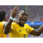 Batshuayi festeja el quinto tanto de Bélgica ante Túnez. PETER POWELL