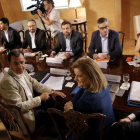 Imagen de la reunión de los equipos negociadores del Partido Popular y Ciudadanos en el Congreso de los Diputados.