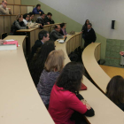 El candidato a la reelección, José Ángel Hermida, en un acto en la Facultad de Trabajo.