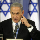 El primer ministro israelí, durante su comparecencia.