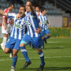 Sáizar (i) celebra con Abraham (d) uno de los diez goles marcados a lo largo de la Liga.