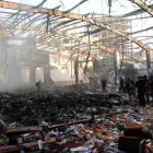 Vista de la destrucción tras el bombardeo contra un funeral en Saná, el 8 de octubre.