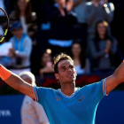 El tenista Rafa Nadal celebra su victoria ante el alemán Jan-Lennard Struff.