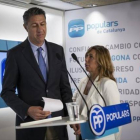 Xavier García Albiol y Alicia Sánchez-Camacho, ayer, en la rueda de prensa posterior al comité ejecutivo del PPC.