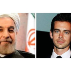A la izquierda, el presidente de Irán, Hassan Rohani. A la derecha, el cofundador de Twitter Jack Dorsey.