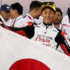 Kaito Toba, del Honda Team Asia, celebra su victo.