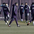 Ernesto Valverde dirige a sus hombres en el último entrenamiento antes del partido de Getafe.