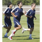 Varios jugadores de la Cultural durante el entrenamiento.