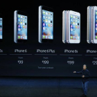 Distintos modelos de los teléfonos de Apple, en un acto de la compañía del pasado 9 de septiembre.