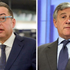 Dos de los candidatos a presidir la Eurocámara, el socialista Gianni Pitella (izquierda) y el conservador Antonio Tajani, ambos italianos.