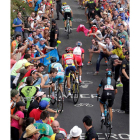 Purito, Contador, Aru y Froome en la ascensión a La Camperona en la Vuelta 2014.