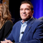 Arnold Schwarzenegger, junto a Tyra Banks, en la presentación del programa  'The Celebrity Apprentice'.