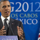 Barack Obama, durante su rueda de prensa al término de la cumbre del G-20, el martes en Los Cabos.