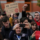 Protesta de los alumnos de la Universidad Rey Juan Carlos, afectada por los escándalos de los masters, la pasada primavera.