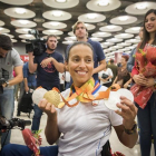 La nadadora zaragozana Teresa Perales, a su llegada al Aeropuerto Adofo Suárez Madrid-Barajas el pasado miércoles.