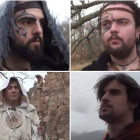 Los autores de la obra, ataviados como sus álter ego druídicos: Sergio Castrillo (Aneirin), Carlos García (Tartarus), Fernando Barriales (Pentovio) y Carlos Huerta (Irago).