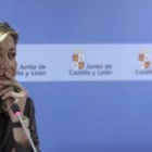 La consejera de Hacienda, Pilar del Olmo, ayer durante la presentación de la contabilidad