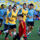 Los jugadores de la selección española durante un entrenamiento oficial en Maracaná.