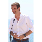 El presidente del PP, Pablo Casado, ayer en Almería. RICARDO GARCÍA