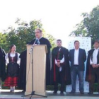 El presidente de la Fundación León Real, Javier Chamorro, durante la lectura del pregón.