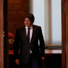 El presidente de la Generalitat, Carles Puigdemont, en el Palau de la Generalitat,