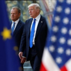 El presidente de EEUU, Donald Trump, es recibido en Bruselas por el presidente del Consejo Europeo, Donald Trump.