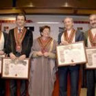 Herrera, con los representantes sindicales y el presidente de Cecale, ayer en Valladolid