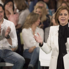 El candidato del PP a la Junta de Andalucía, Juanma Moreno, y María Dolores de Cospedal.