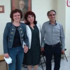 Ángeles Rubio, Victorina Alonso y Juan José Alonso Perandones, en la sede el PSOE en Astorga.