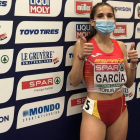 La atleta leonesa Marta García, feliz tras conseguir su mejor marca personal. FEDERACIÓN ESPAÑOLA DE ATLETISMO