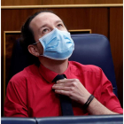 Pablo Iglesias ayer, en el Congreso de los Diputados aún como vicepresidente del Gobierno. MARISCAL