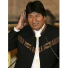 Evo Morales durante una conferencia con medios internacionales