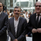 Los líderes de Ciudadanos, Podemos y el PSOE en la Asamblea de Madrid en una imagen reciente