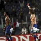 Puyol, derecha, no podrá jugar el partido en casa ante el Manchester