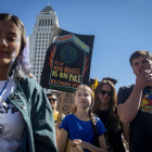 Greta Thunberg participó en la marcha contra el cambio climático en Los Ángeles. CHRISTIAN MONTERROSA