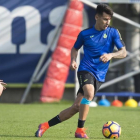 Hernán Pérez, en un entrenamiento del Espanyol.