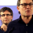 Puigdemont y Artur Mas, el pasado sábado. ALBERTO ESTÉVEZ