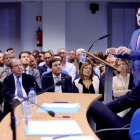 Juan Vicente Herrera y miembros de su gobierno escuchan la intervención de Mañueco. NACHO GALLEGO