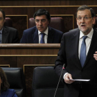 El presidente del Ejecutivo, Mariano Rajoy, durante una de sus intervenciones ayer.