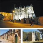 Astorga de noche, Castrillo de los Polvazares y torreón medieval en Turienzo de los Caballeros.