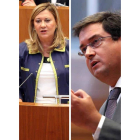 Óscar López y Pilar del Olmo, en el transcurso del Pleno celebrado ayer.