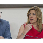 Susana Díaz y el secretario de organización, Juan Cornejo, este martes, en Sevilla.