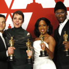 Los intérpretes Emma Stone, Billy Porter, Amy Adams y Charlize Theron. ETIENNE LAURENT/ E. FLORES