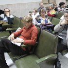 Rita Prada, en primera fila, el día que Villarrubia viajó a Ponferrada ante la marcha de Folgueral.