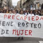 Imagen de una manifestación en Barcelona durante la huelga general feminista celebrada el 8 de marzo.