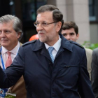 Mariano Rajoy, a su llegada esta mañana a Bruselas.