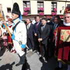 Arias, Silván, Folgueral y Martínez, antes del desfile en la plaza del Ayuntamiento de Ponferrada