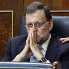 El presidente del Gobierno en funciones, Mariano Rajoy, en su escaño del Congreso.