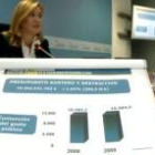 La consejera de Hacienda, Pilar del Olmo, durante la presentación de los Presupuestos del 2009