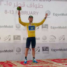 El ciclista murciano José Joaquín Rojas, con el jersey de líder del Tour de Catar tras ganar la primera etapa.